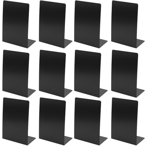 HEIHAK · Black metal bookends, pack of 12